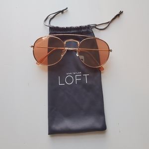 Loft rose gold sunglasses with case